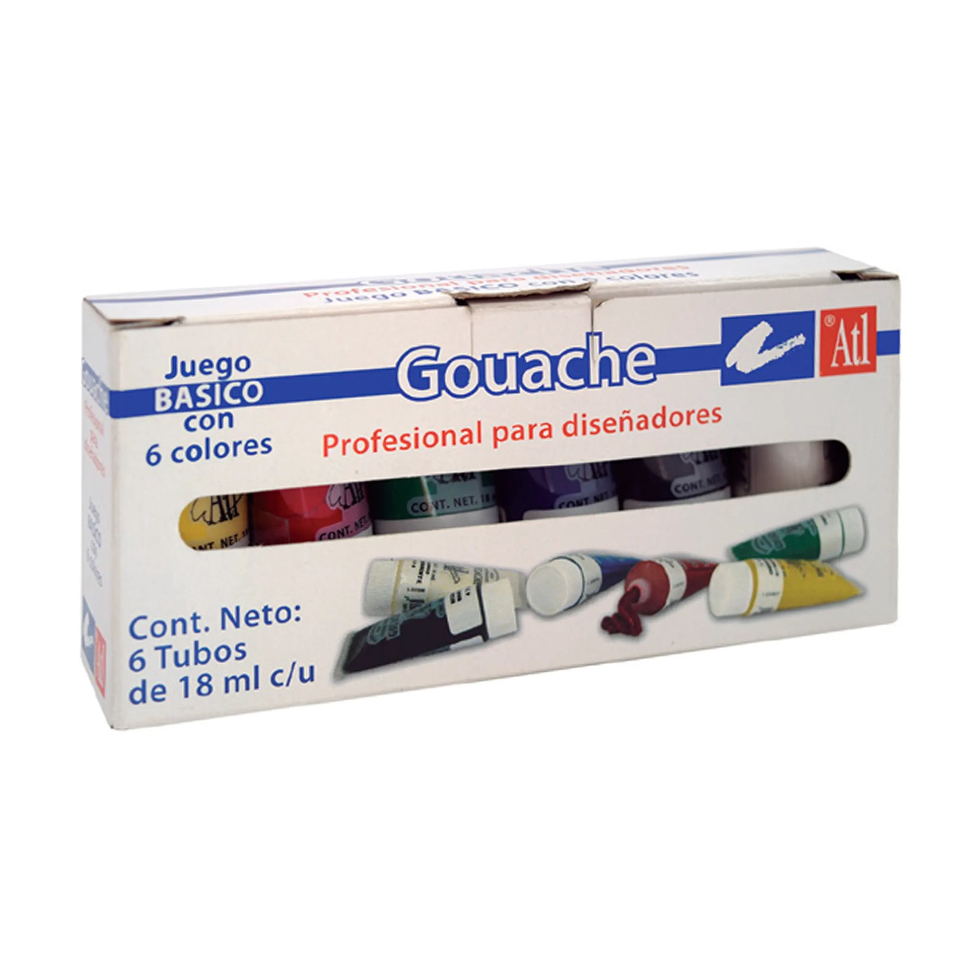 ATL - Juego básico profesional gouache con 6 piezas de 18 ml Atl - Juego básico profesional gouache con 6 piezas de 18 ml - atl