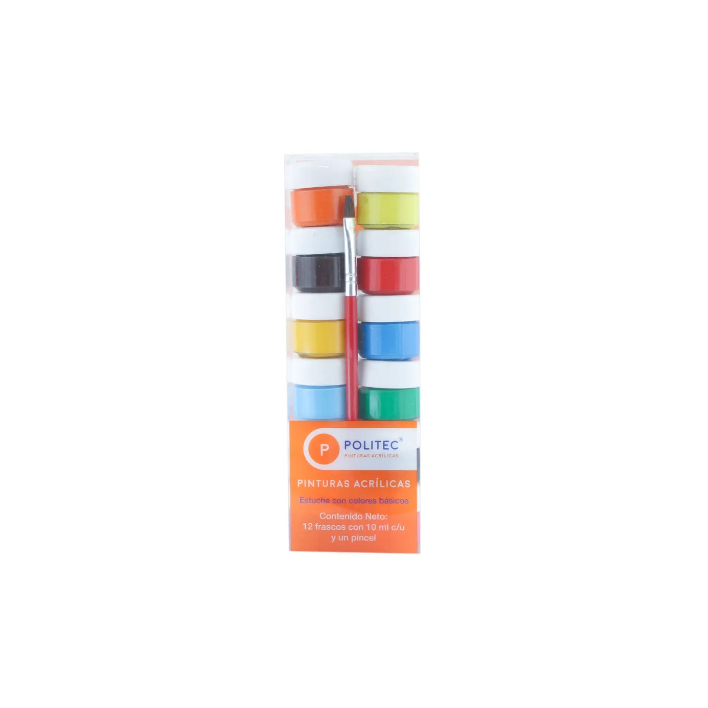 POLITEC - Estuche surtido con 12 colores de 10 ml + pincel - politec
