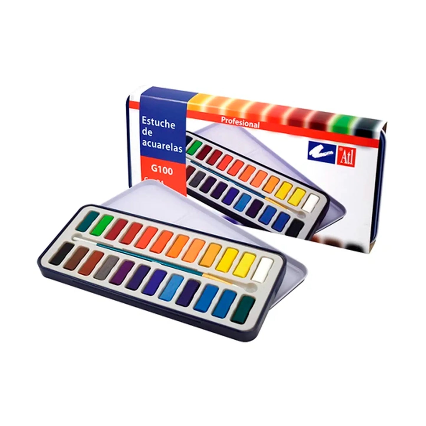 ATL - Estuche metálico con 24 pastillas + pincel - atl
