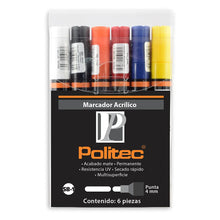 POLITEC -  Set con 6 marcadores acrílicos punta 4mm Set básico n¬∞1 - Politec - detalle