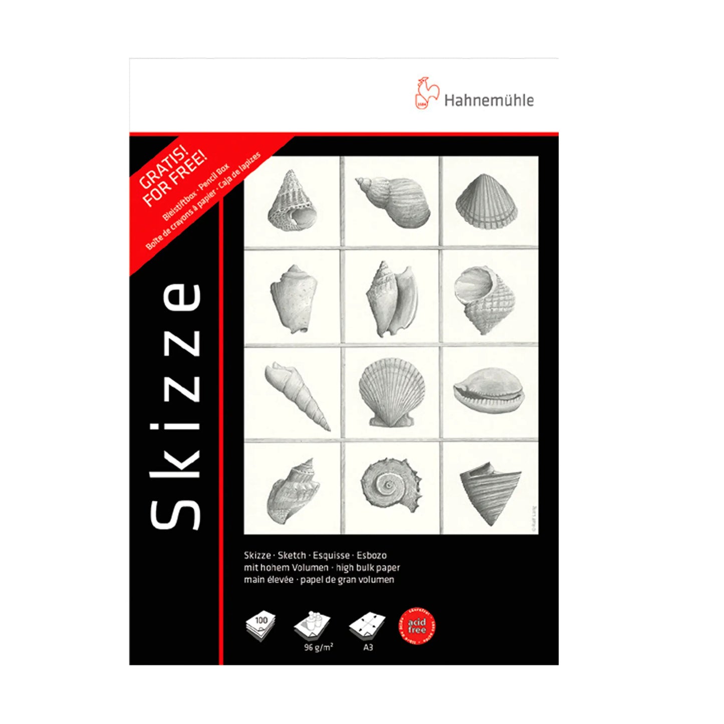 Hahnemühle Block Skizze 29.7 X 42 cm + 1 Caja de Lápices - Lock - empaque