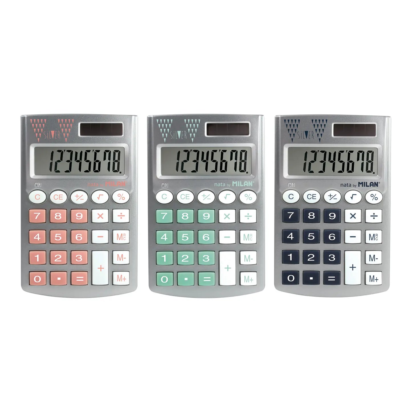 Milan - Caja Exhibidor Con 6 Calculadoras De 8 Digitos Pocket CAJA SERIE COPPER COBRE | #C6795E | opaco | ? | satinado / Caja - Milan - empaque