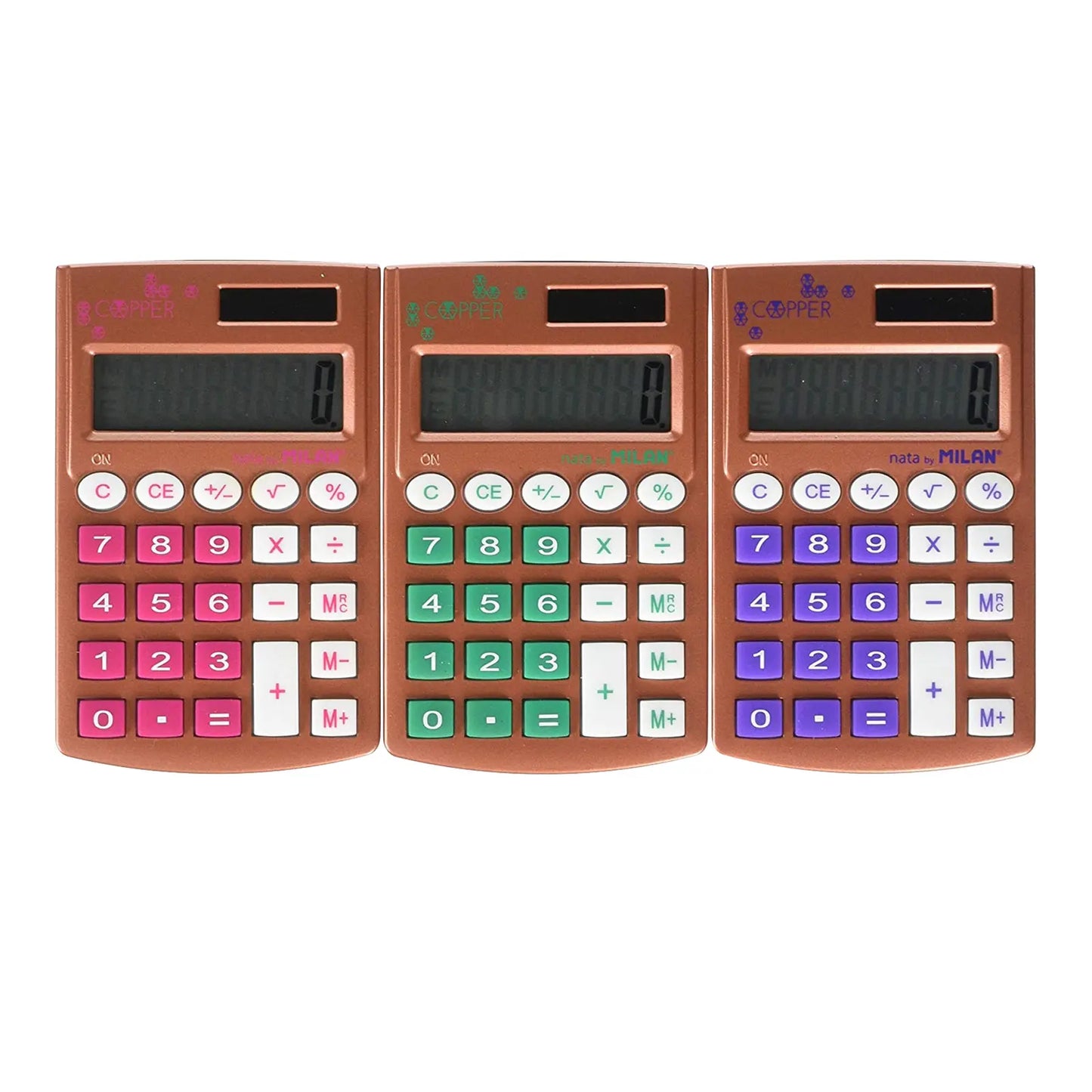 Milan - Caja Exhibidor Con 6 Calculadoras De 8 Digitos Pocket CAJA SERIE COPPER COBRE | #C6795E | opaco | ? | satinado / Caja - Milan - detalle