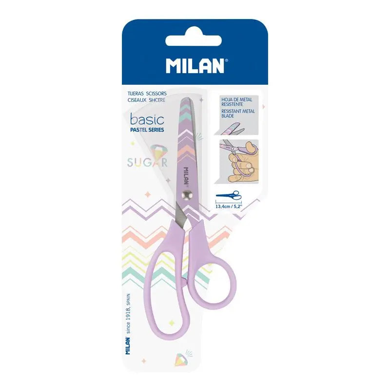 Milan - Blister Con Tijeras Basic Serie Pastel LILA  | #CDB4D4 | opaco | ? | ? / SERIE PASTEL - Milan - vista lateral