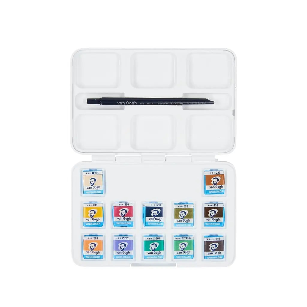 Van Gogh - Set acuarela 12 pastillas tonos tenues + pincel - Van Gogh