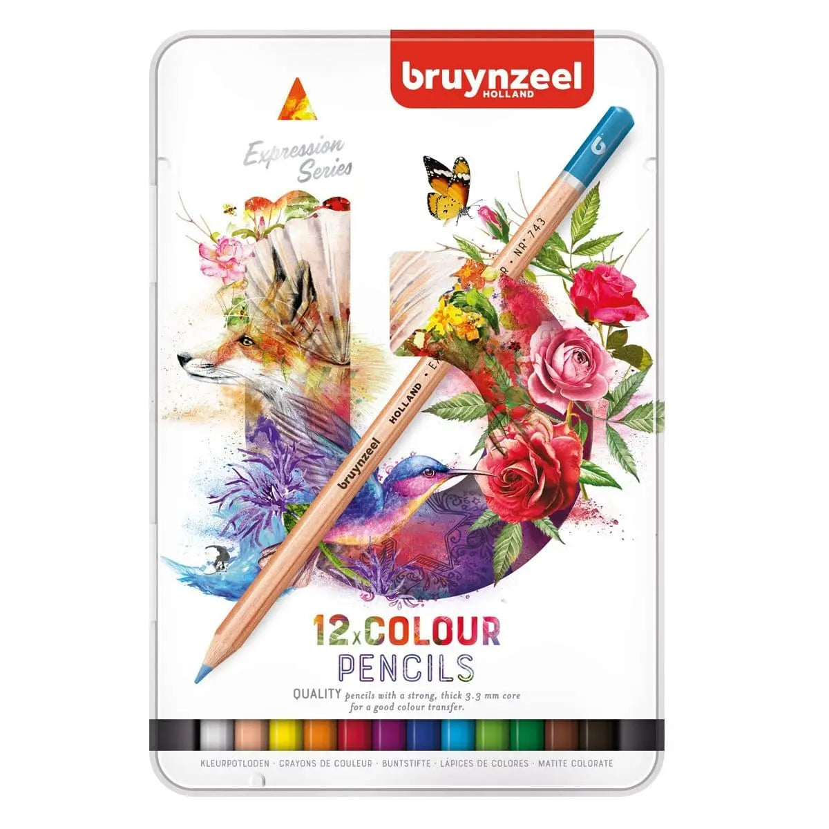 BRUYNZEEL - CAJA METÁLICA EXPRESSION  CON 12 LAPICES DE COLOR #60312012 - Bruynzeel