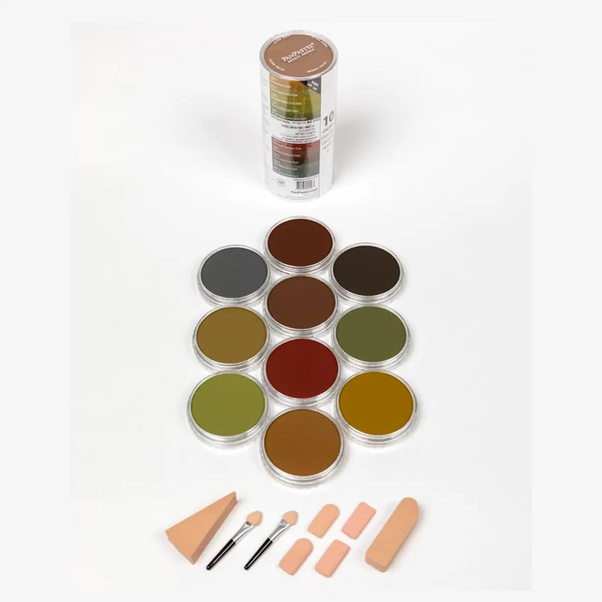 PANPASTEL - SET CON 10 PIEZAS DE PANPASTEL TONOS EXTRA OBSCUROS CAL+ACCESORIOS #30105 - Panpastel