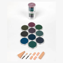 PANPASTEL - SET CON 10 PIEZAS DE PANPASTEL TONOS EXTRA OBSCUROS FRIOS+ACCESORIOS #30106 - Panpastel