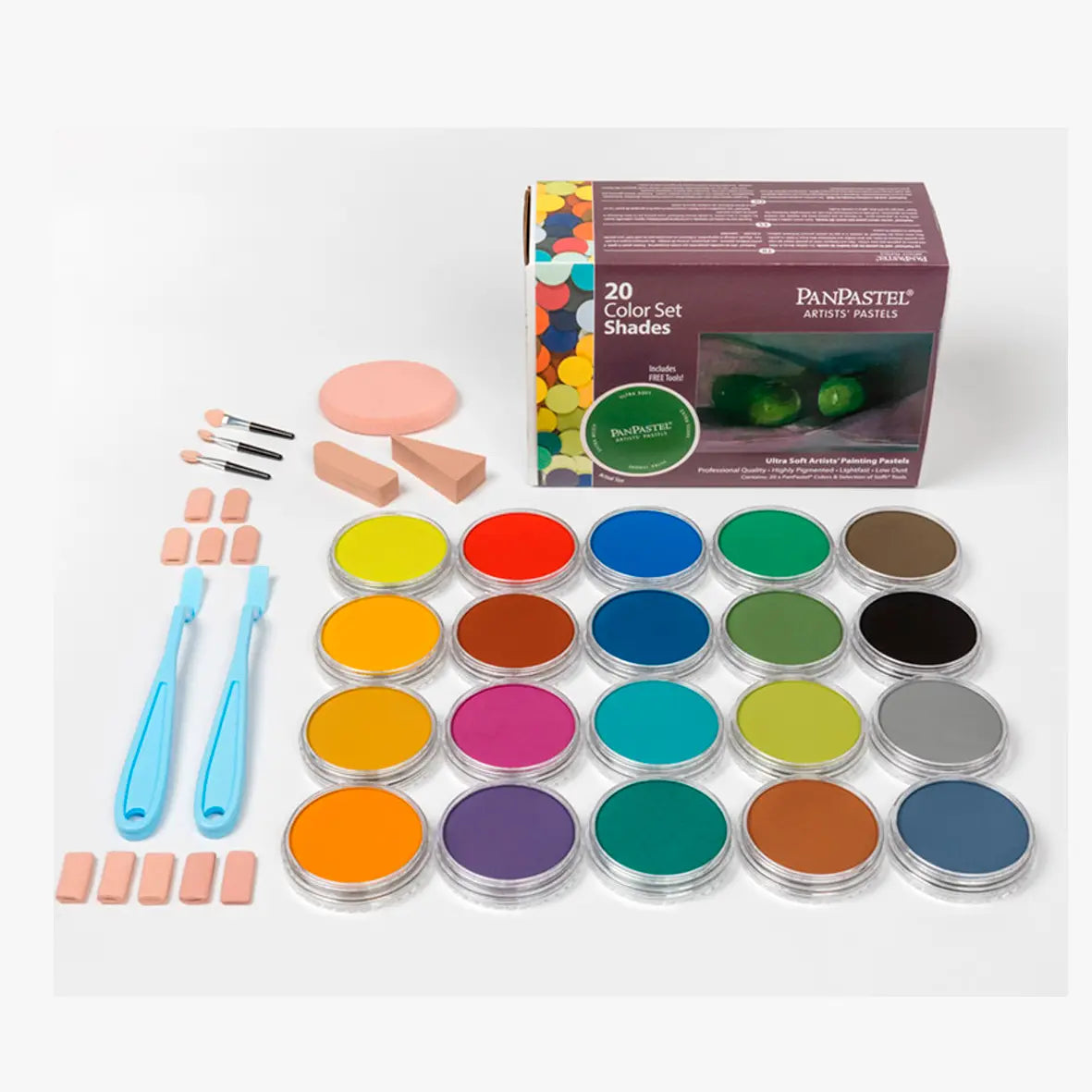 PANPASTEL - SET CON 20 PIEZAS DE PANPASTEL SOMBRAS+ACCESORIOS #30206 - Panpastel