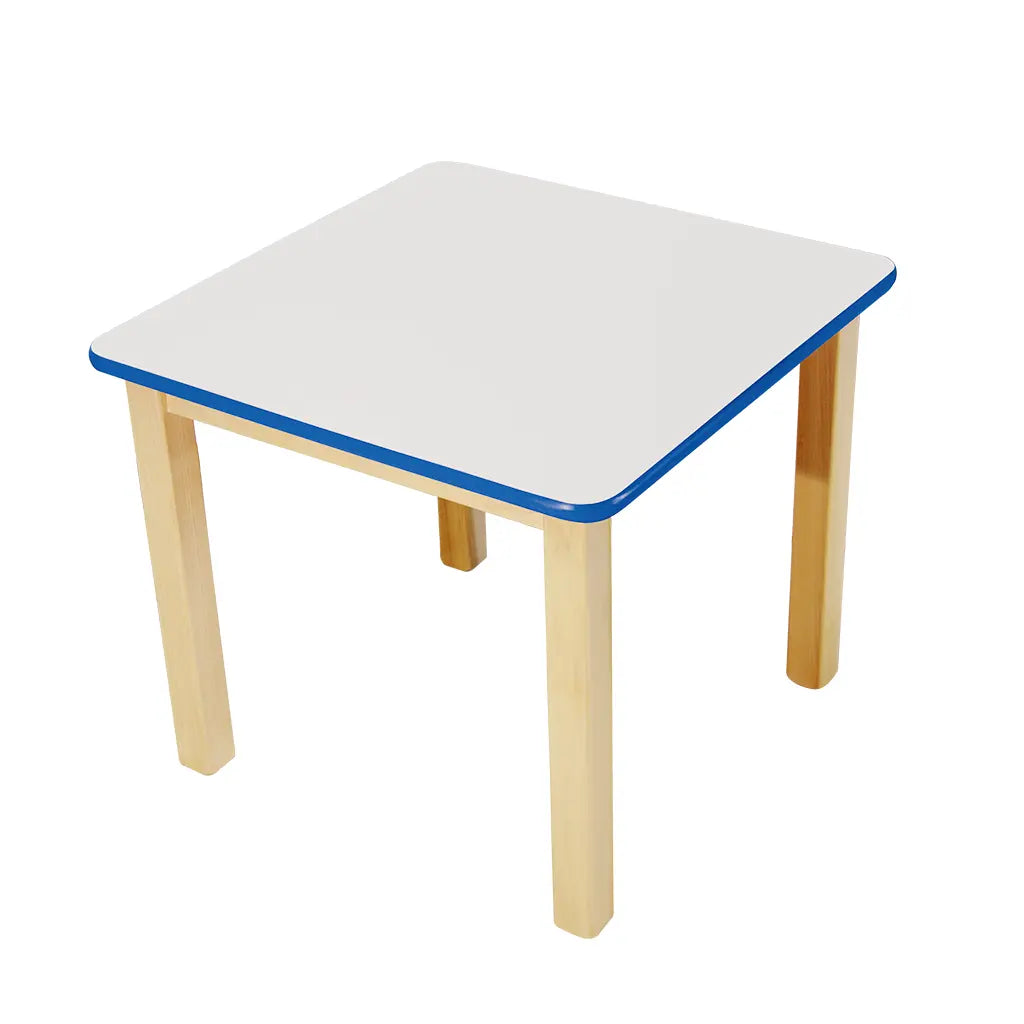 MESA CUADRADA BLANCO FILO AZUL - Diako