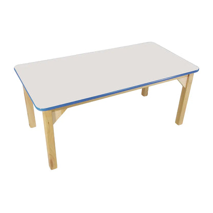 MESA RECTANGULAR BLANCA FILO AZUL - Diako