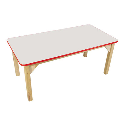 MESA RECTANGULAR BALNCO FILO ROJO - Diako