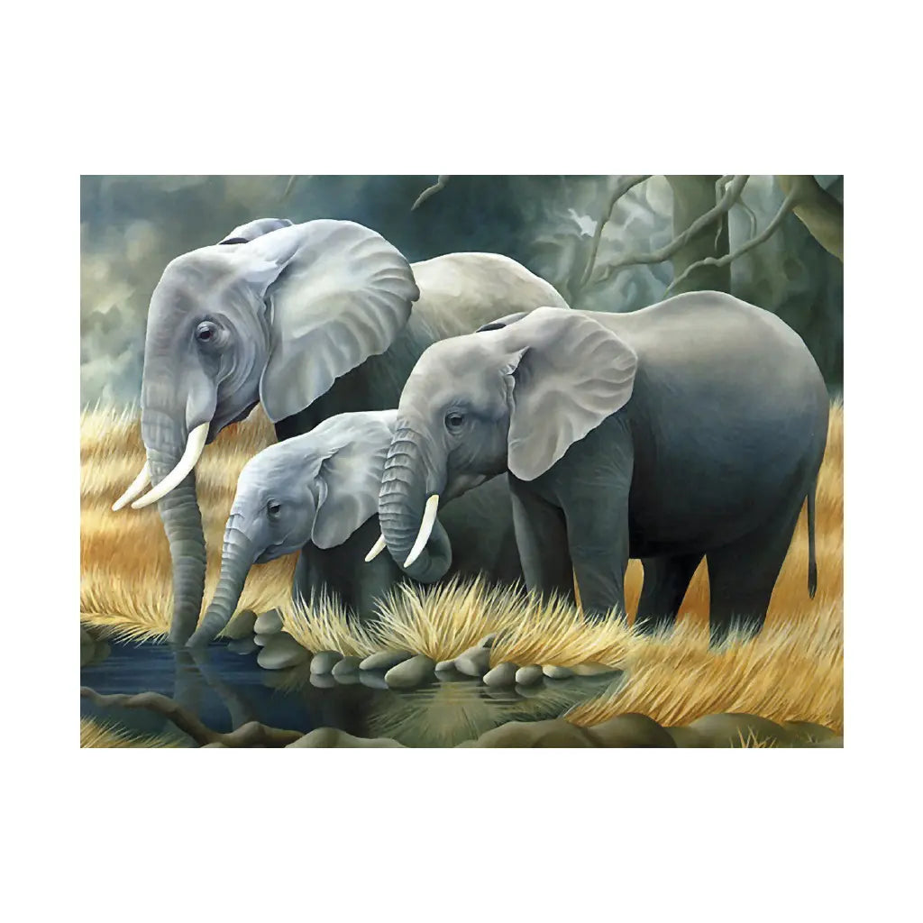 ARTE DIAMANTE FAMILIA DE ELEFANTES 30X40 - Diako