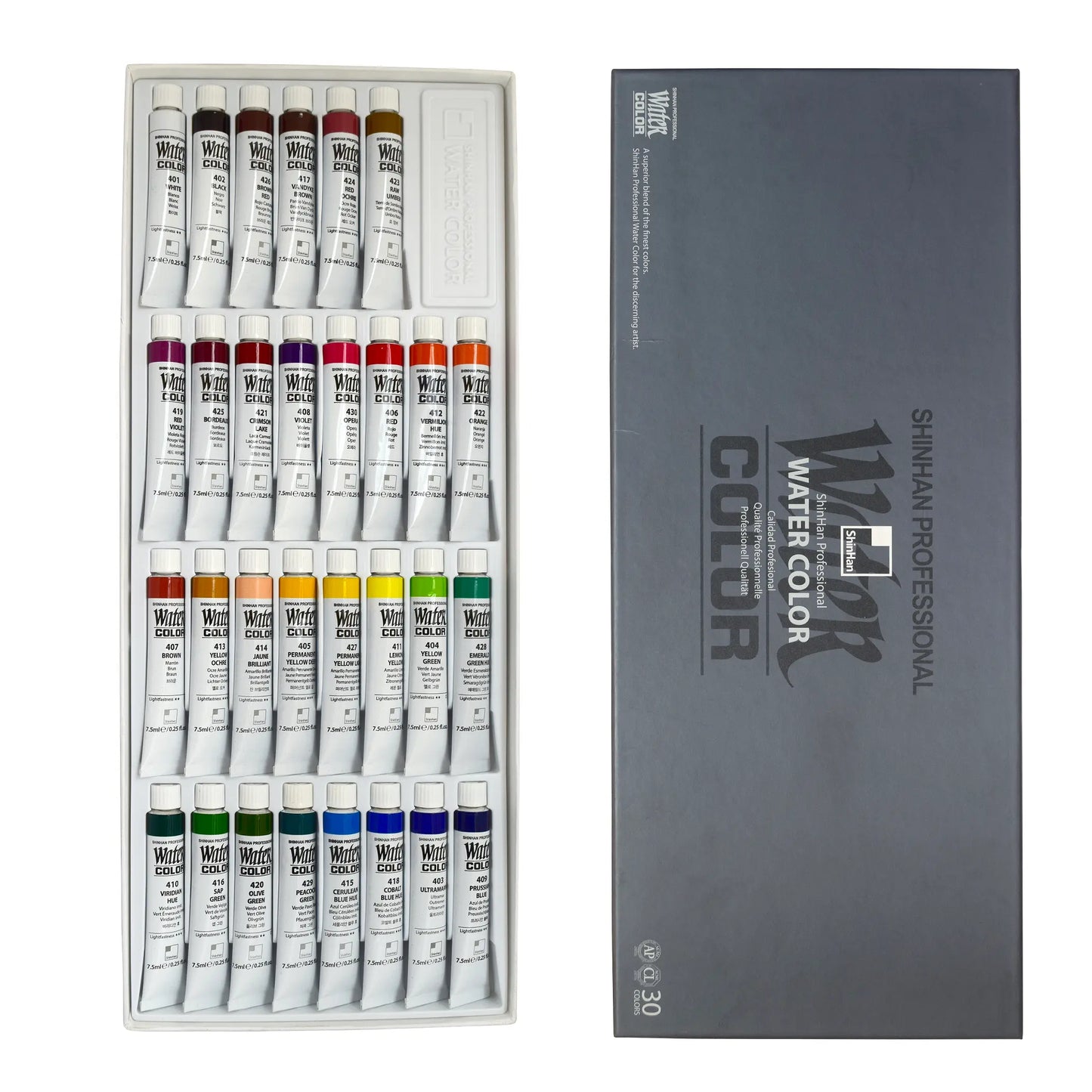 SHIN HAN - Set profesional acuarela  con 30 tubos de 7.5 ml - Rodin