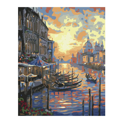 PINTA POR NUMERO 40X50 ATARDECER EN VENECIA - Diako - empaque