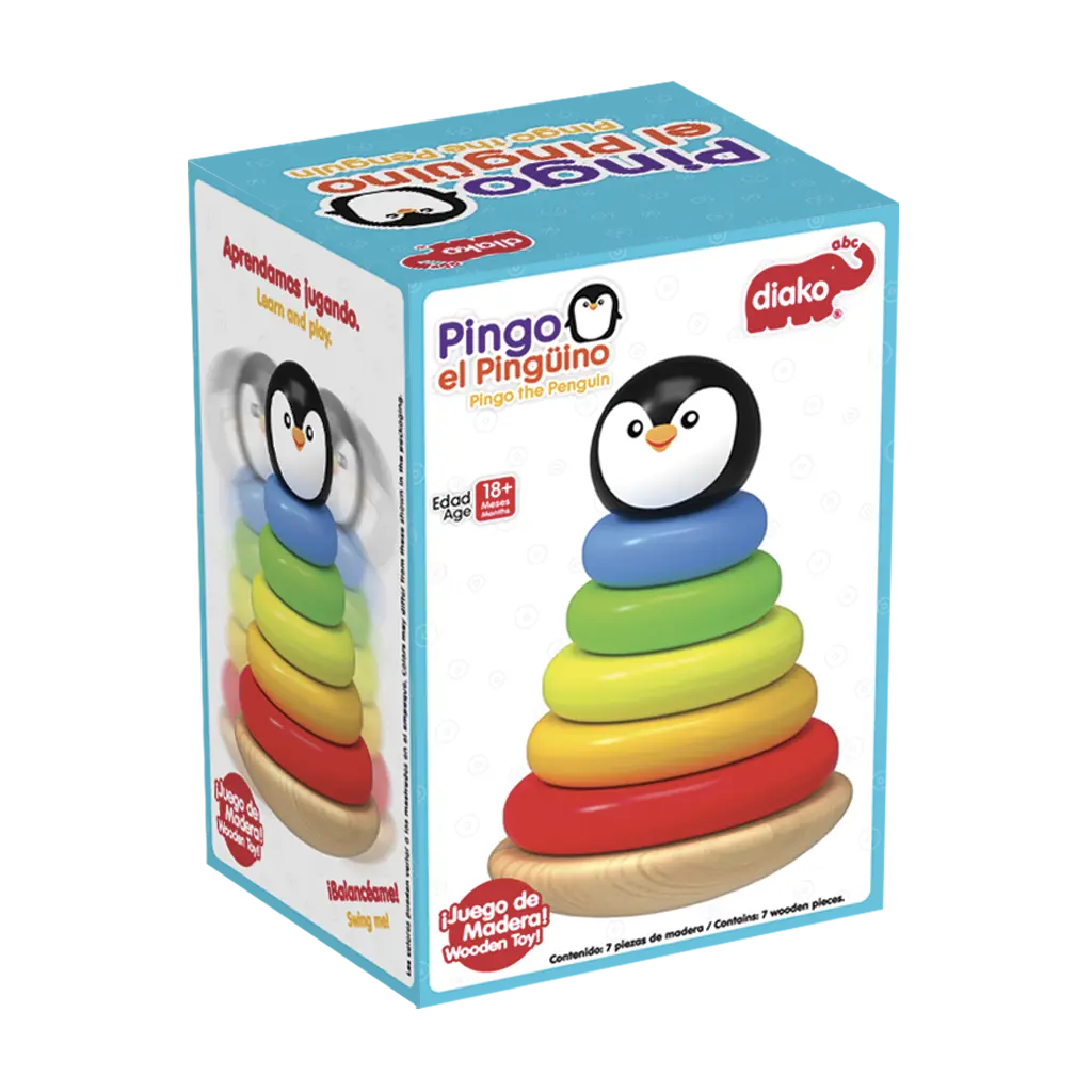 Pirámide Apilable Pingo Pingüino Bebé Madera Ensarte Diako - Diako