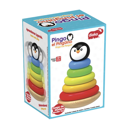 Pirámide Apilable Pingo Pingüino Bebé Madera Ensarte Diako - Diako