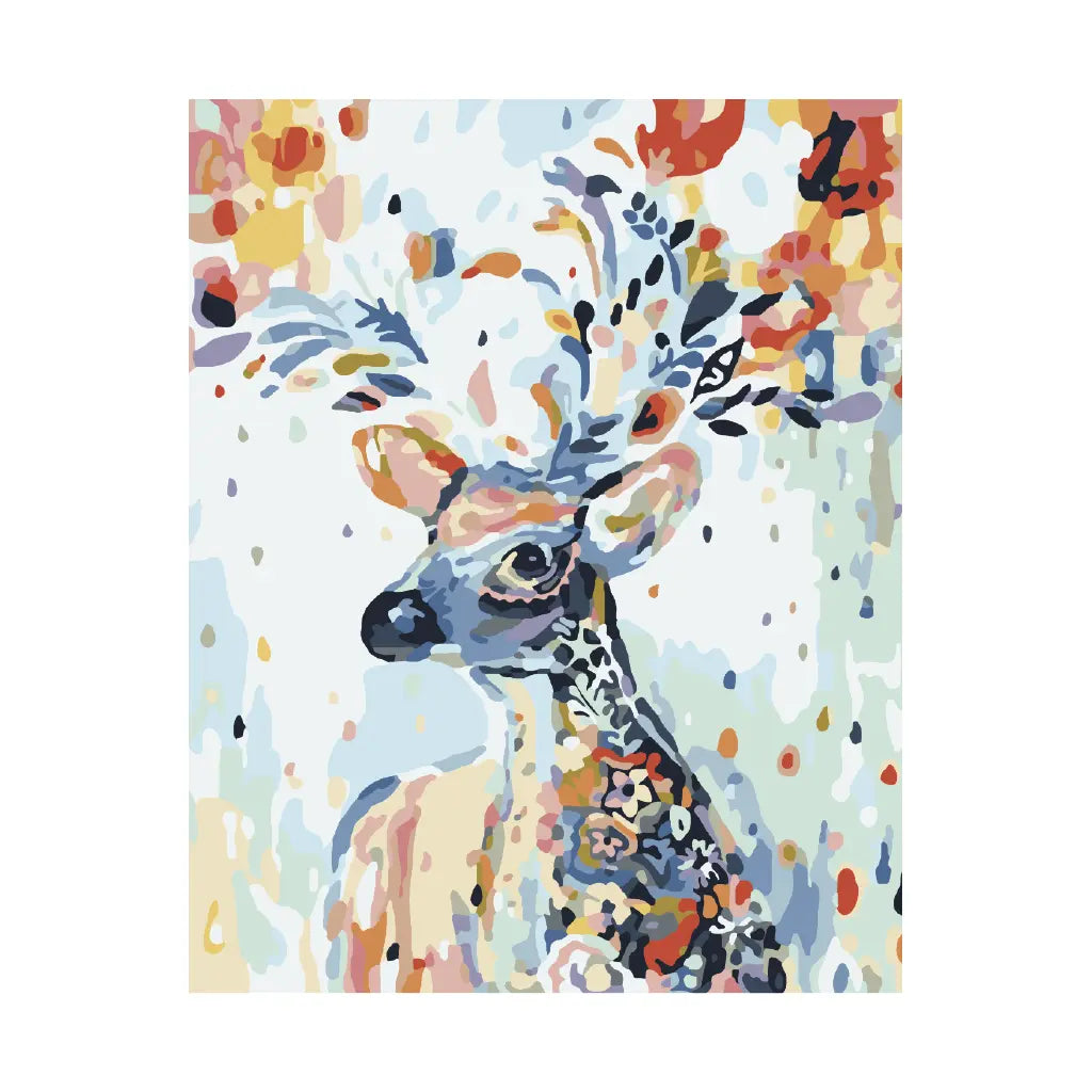 PINTA POR NÚMERO VENADO DE COLORES 40X50 - Diako - vista lateral