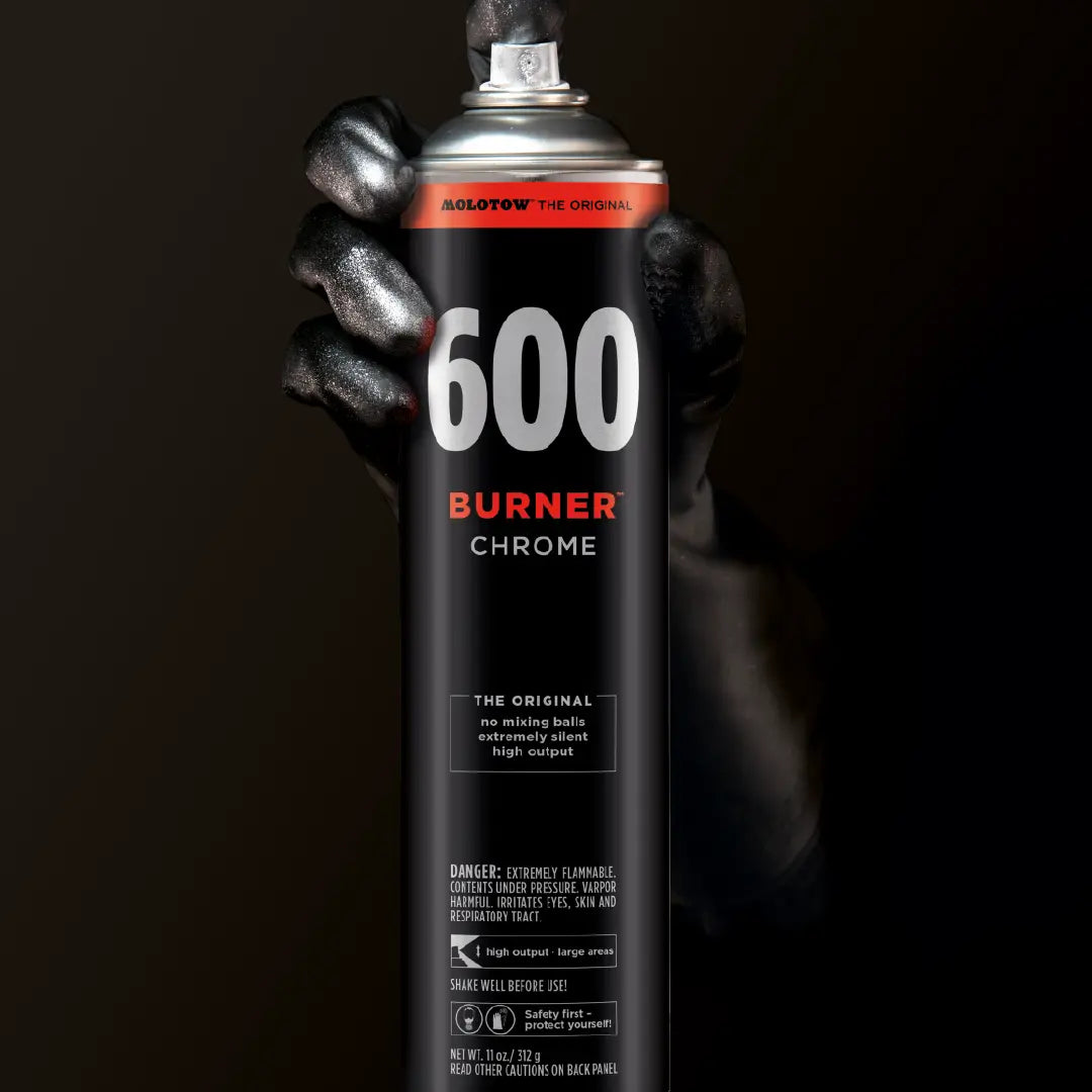 MOLOTOW - Aerosol Burner 600 ml NEGRO |#000000 | metálico | ? | brillante / 600ML - Molotow - vista lateral
