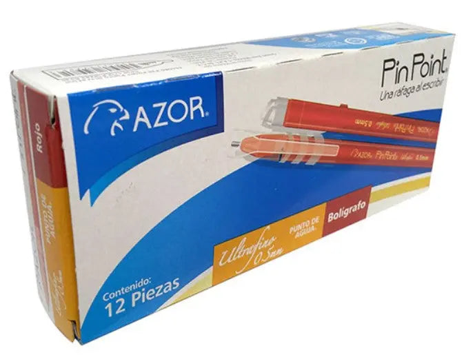 Bolígrafos Azor Pin Point Ultra Fino Punta Aguja 0.5mm 12 Piezas Elige Color Rojo - Azor - detalle