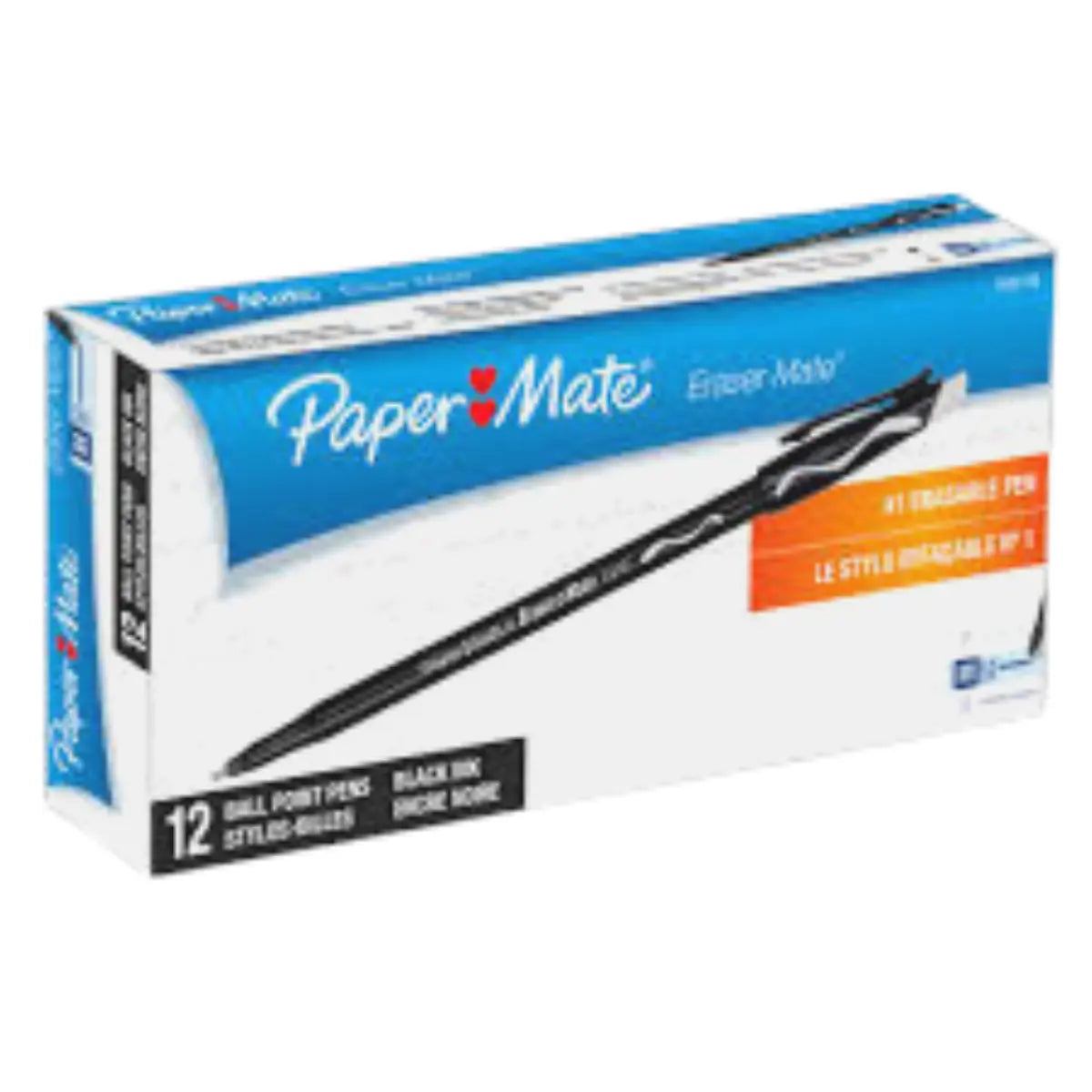 Bolígrafo Paper Mate Eraser Mate Tinta Negra 12 piezas - Papermate - vista trasera