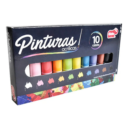 Set 10 Pinturas Acrílicas Diako 12 Ml Colores Intensos - Diako - vista lateral