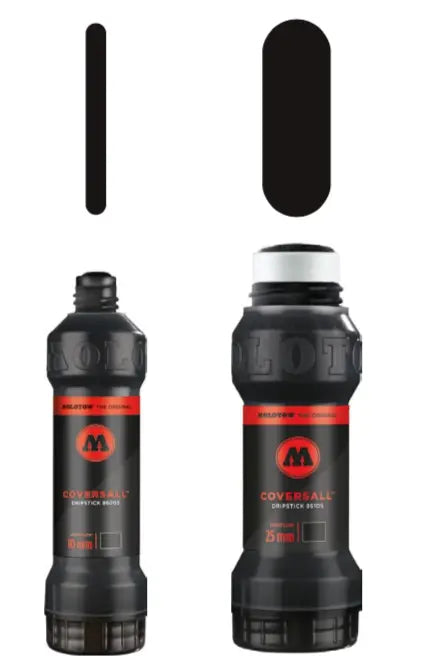 MOLOTOW -  MARCADOR DRIPSTICK COVERSALL DE PRESIÓN NEGRO NEGRO OPACO | #0A0A0A | acuareable | ? | brillante / 25 mm - Molotow - vista lateral