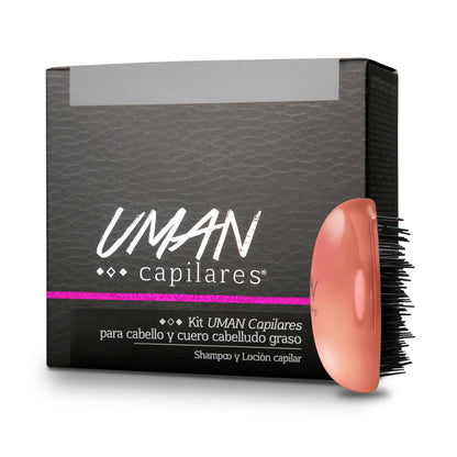Kit Shampoo de Mujer para  Cabello Graso + Loción 250ml + Cepillo Anti Caída Color Salmón - Cabel - contenido