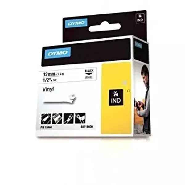 Cinta Rhino Vinilo Dymo 12mm Negro/blanco Exteriores - Dymo - vista lateral