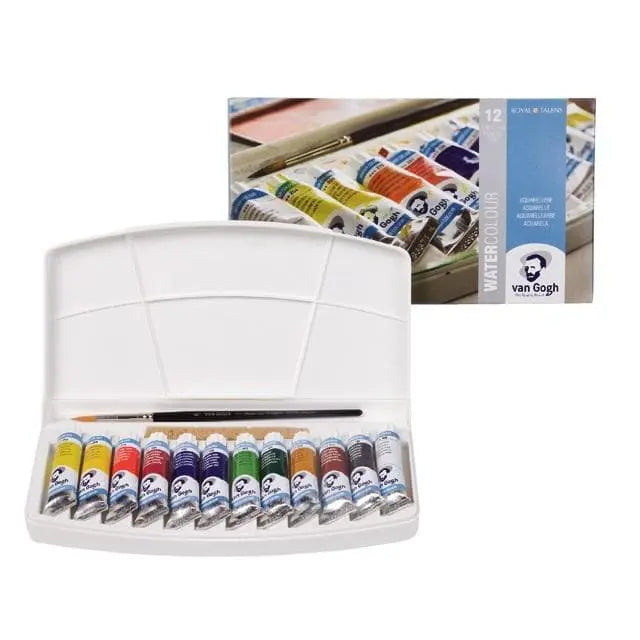 Van gogh - Set acuarela 12 tubos con 10 ml c/u + pincel + esponja - 20hp112 - Royal Talens