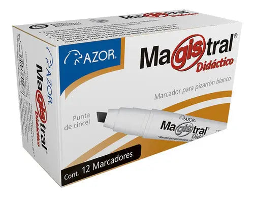 Marcadores Azor para Pizarrón Blanco Magistral Didactico 6mm 12 Piezas Elegir Color Negro - Azor