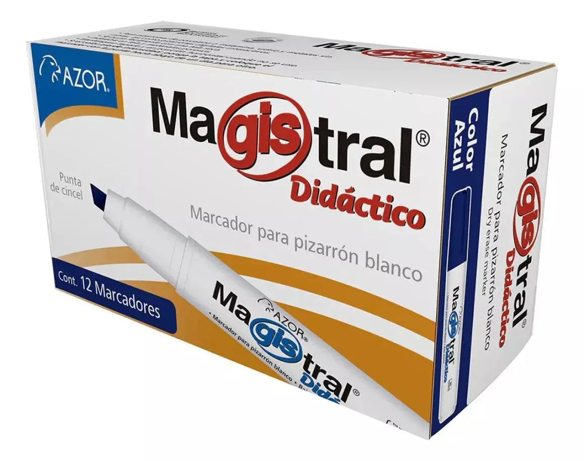 Marcadores Azor para Pizarrón Blanco Magistral Didactico 6mm 12 Piezas Elegir Color Azul - Azor - detalle