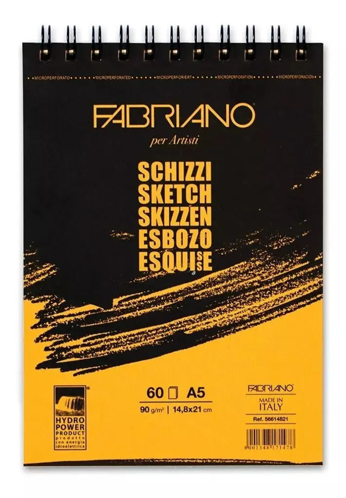 Block Fabriano Arte Sketch Esbozo Espiral 90 G A5 60 Hojas - Fabriano - vista lateral