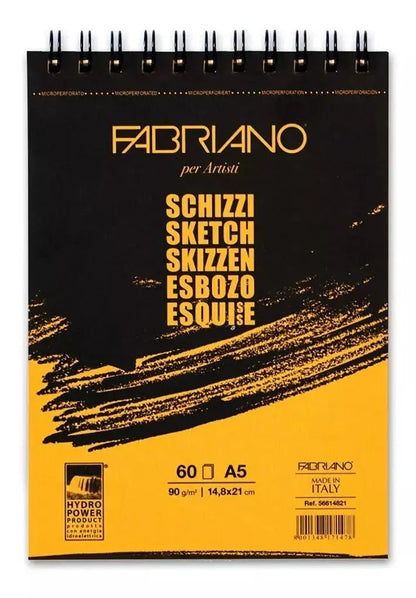 Block Fabriano Arte Sketch Esbozo Espiral 90 G A5 60 Hojas - Fabriano - vista lateral