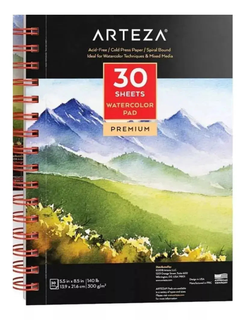 1 Block Papel Acuarela Watercolour 300g 14x21cm Arteza - Coveme - vista trasera