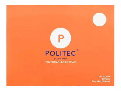Block Para Pintura Acrílica Politec 23 X 30.5 Cms 20 Hojas - Politec - empaque