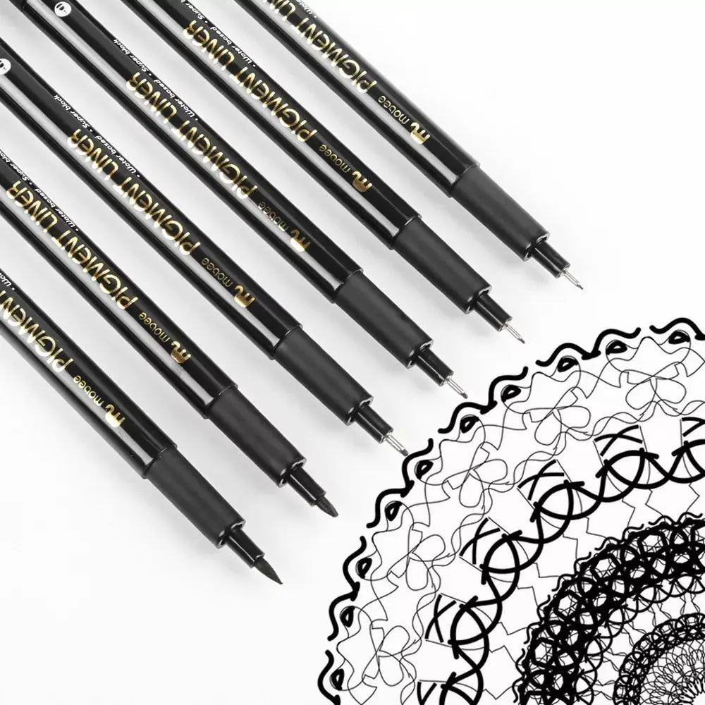 Kit Estilógrafo Profesional Negro Puntas Diferentes 6 Pzs - Color Make - vista trasera