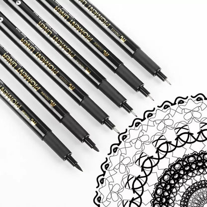 Kit Estilógrafo Profesional Negro Puntas Diferentes 6 Pzs - Color Make - vista trasera