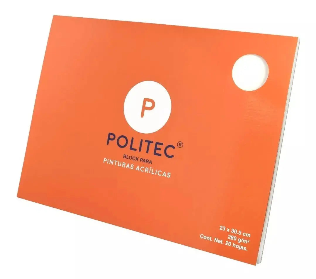 Block Para Pintura Acrílica Politec 23 X 30.5 Cms 20 Hojas - Politec - vista lateral