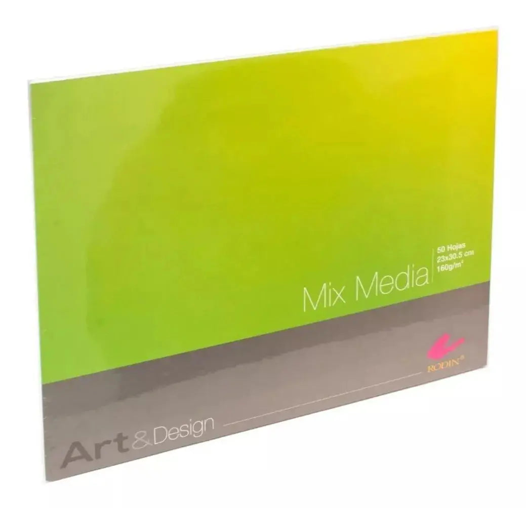 Block Mix Media Mixta 160 Grs Rodin 25 X 30.5 Cms 50 Hojas - Rodin - vista lateral