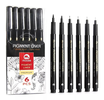 Kit Estilógrafo Profesional Negro Puntas Diferentes 6 Pzs - Color Make - detalle