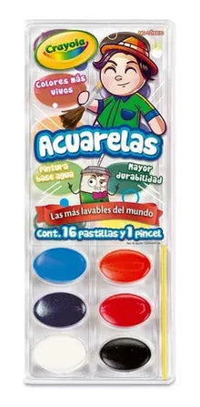 Acuarelas Crayola Base Agua Lavables 16 Colores Y 1 Pincel - Crayola