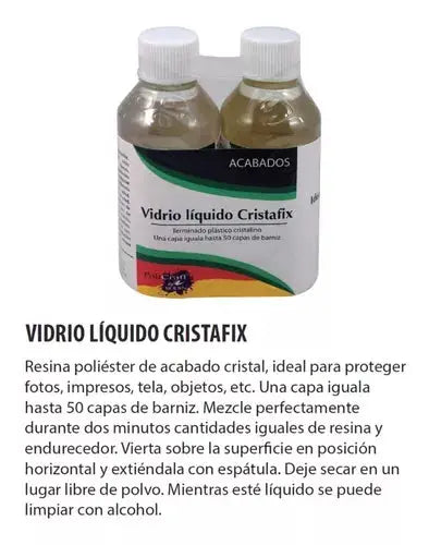 Barniz Vidrio Líquido Cristafix Resina Poliéster Cristal 230 - Color Make - vista lateral