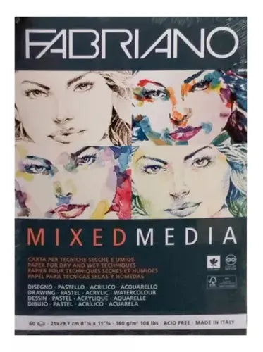Block Fabriano Mixed Media Multitécnicas 160 G A4 60 Hojas - Fabriano