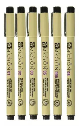 Kit Estilógrafo Pigma Micron Tinta Negra con Puntas Diferentes 6 Piezas - Color Make - uso