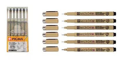 Kit Estilógrafo Pigma Micron Tinta Negra con Puntas Diferentes 6 Piezas - Color Make - vista lateral