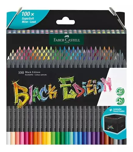 Faber-Castell Black Edition 116411 Colouring Pencils, Pack of 100, Shatterproof, for Children and Adults - Faber Castell - empaque
