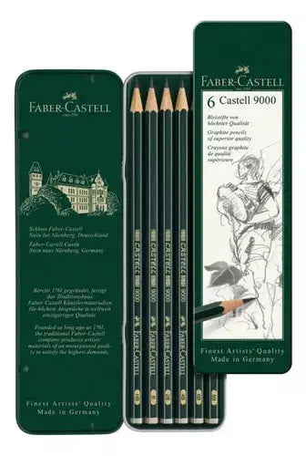 Lápices De Grafito Castell 9000 Faber Castell Estuche 6 Pz - Faber Castell - empaque