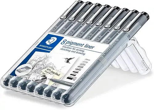 Kit Estilógrafo Staedtler Tinta Negra Puntas Diferentes 8 Pz - Staedtler - accesorios