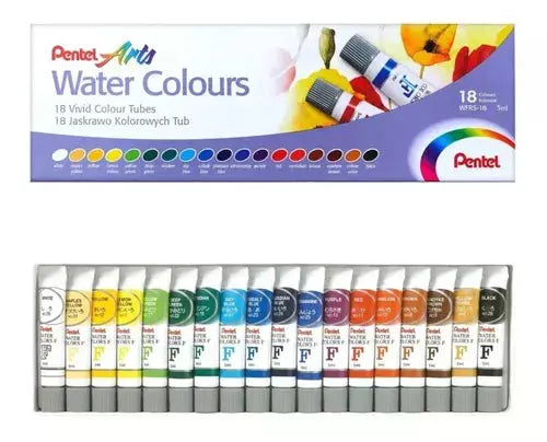 Estuche 18 Tubos Acuarelas Profesionales Pentel Arts 5ml C/U - Pentel